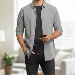 Zara Man Black and White Size L Slim Fit Shirt